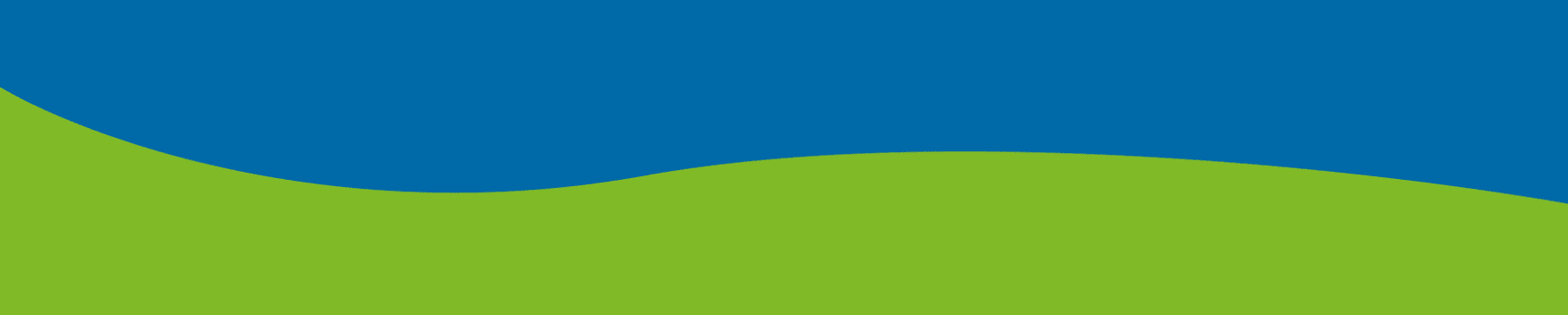 Abstract wave-shaped banner with blue upper section and green lower section, representing clean energy, sustainability and environmental innovation.