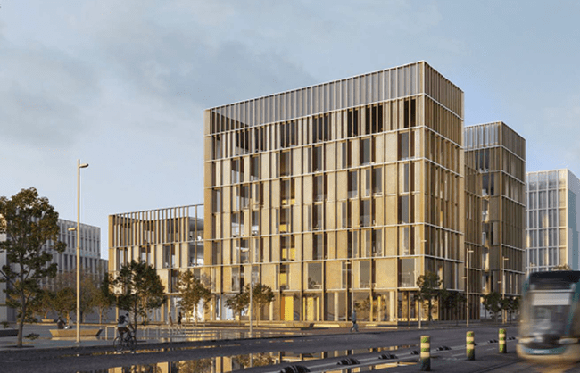 Sustainable building Modern energy efficient building in an urban environment