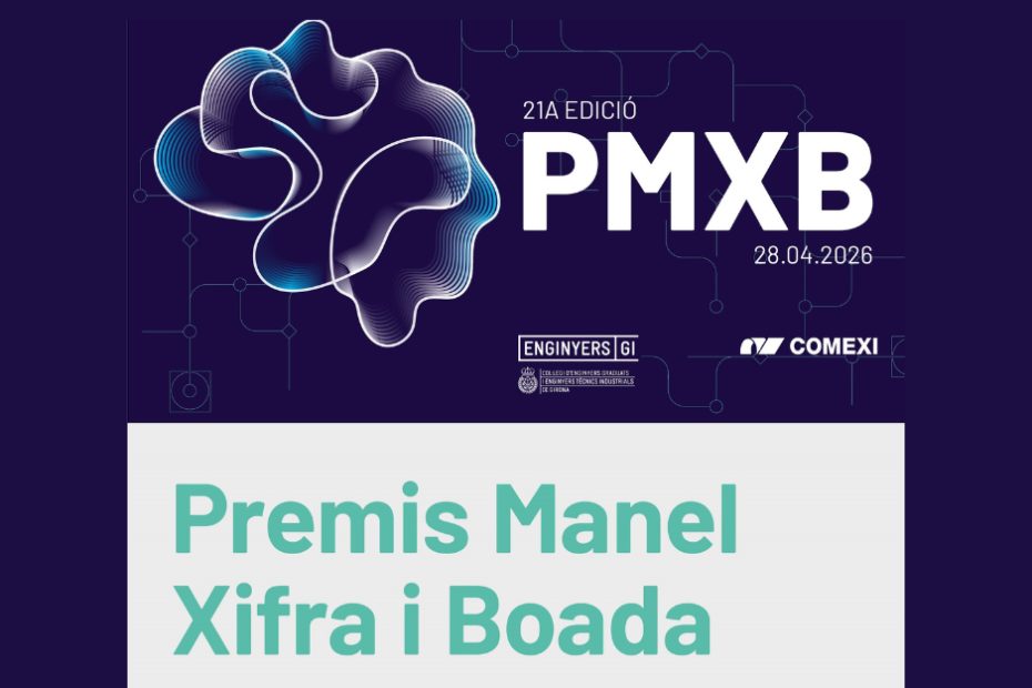 Promotional banner for the 21st edition of the Manel Xifra i Boada Awards (PMXB), dated April 28, 2026, featuring a blue abstract brain-like graphic on a dark purple background.