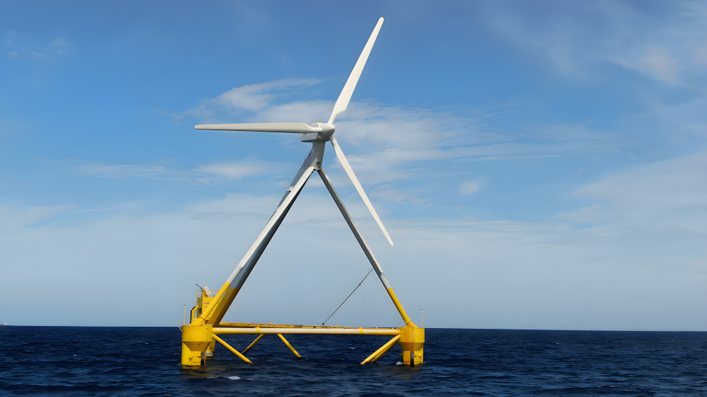 Floating offshore wind turbine at the PlemCat laboratory, showcasing IREC's commitment to disruptive renewable energy solutions.