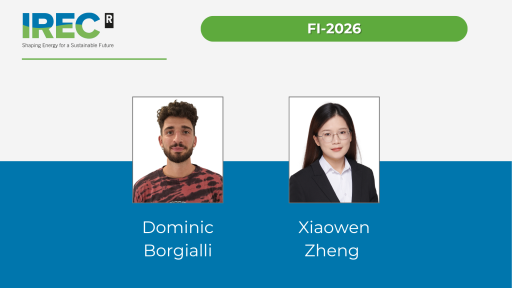 Corporate graphic announcing Joan Oró FI-2026 grants awarded to two doctoral researchers joining IREC.