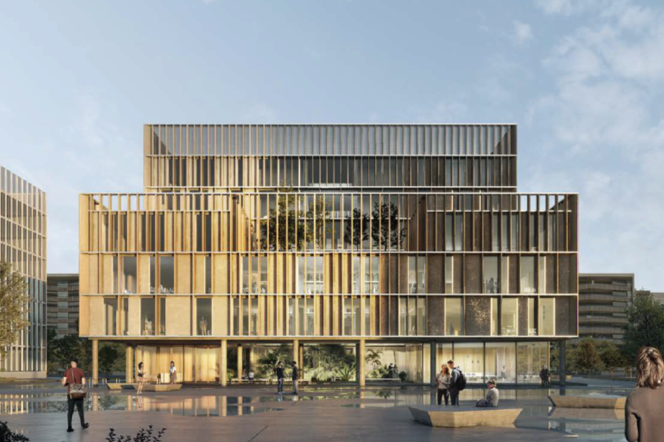 Architectural rendering of Building D at the UPC Diagonal-Besòs Campus, which will host IREC’s future AI, automation and advanced data research laboratories under the DIRECxTE project.